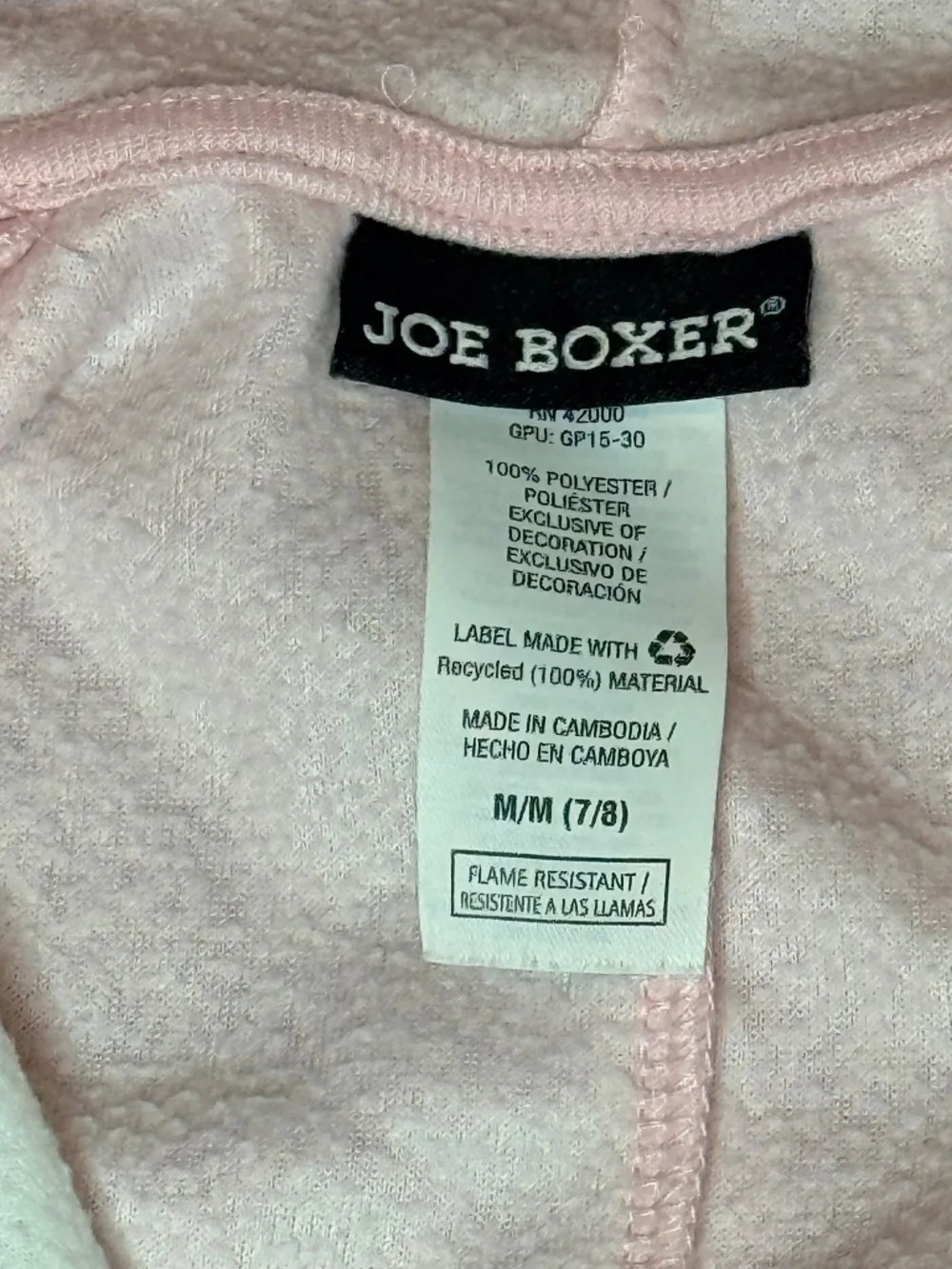 Joe Boxer girls 7/8 bear hooded fleece pajamas